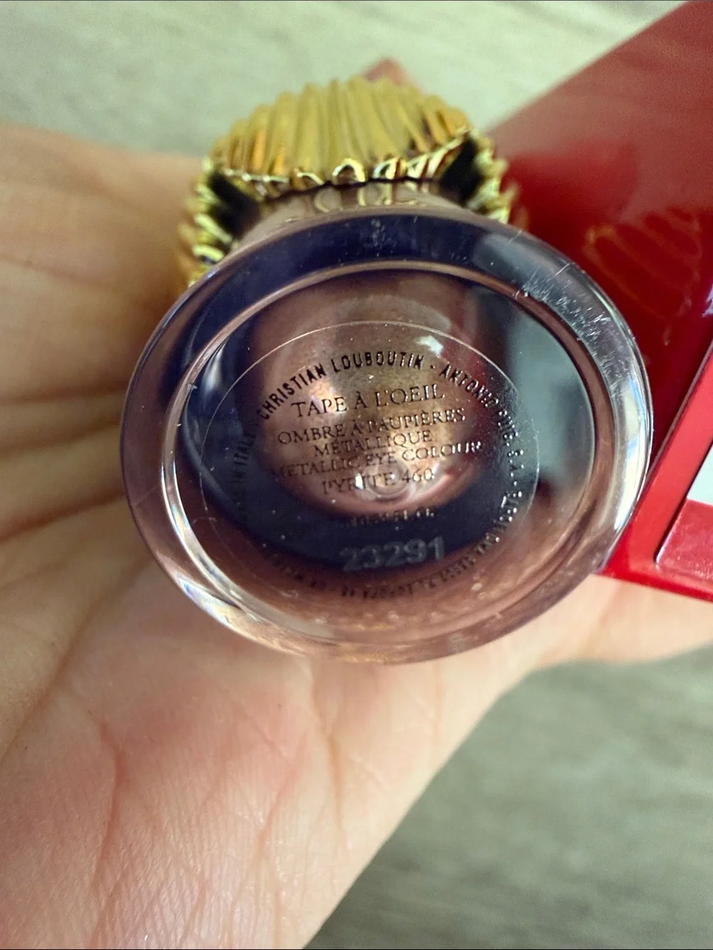 Christian Louboutin Gold Metallic Spike Liquid Eye Color with Red Box
